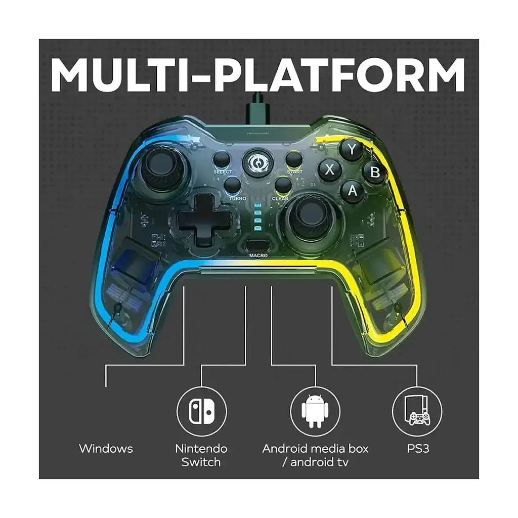 Геймпад Canyon Brighter GP-02 Wired RGB 4in1 PS3/Android BOX-TV/Nintendo Crystal (CND-GP02) - фото 3