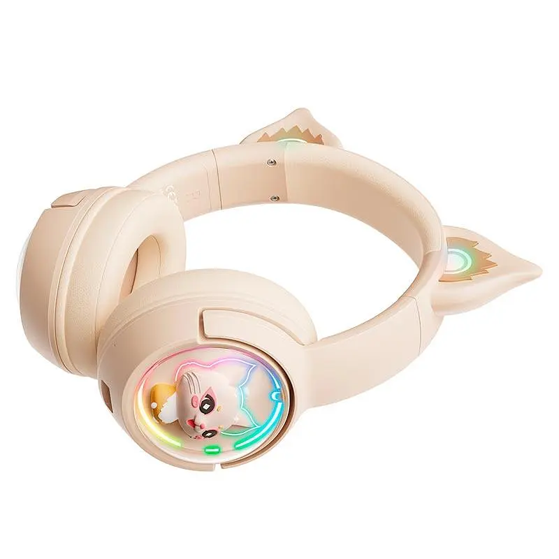 Наушники Onikuma Cat Ear Bluetooth Wireless Gaming Headset B5, BT5.3, AUX, 1000mAh, Type-C, 55H, RGB, ivory - фото 5