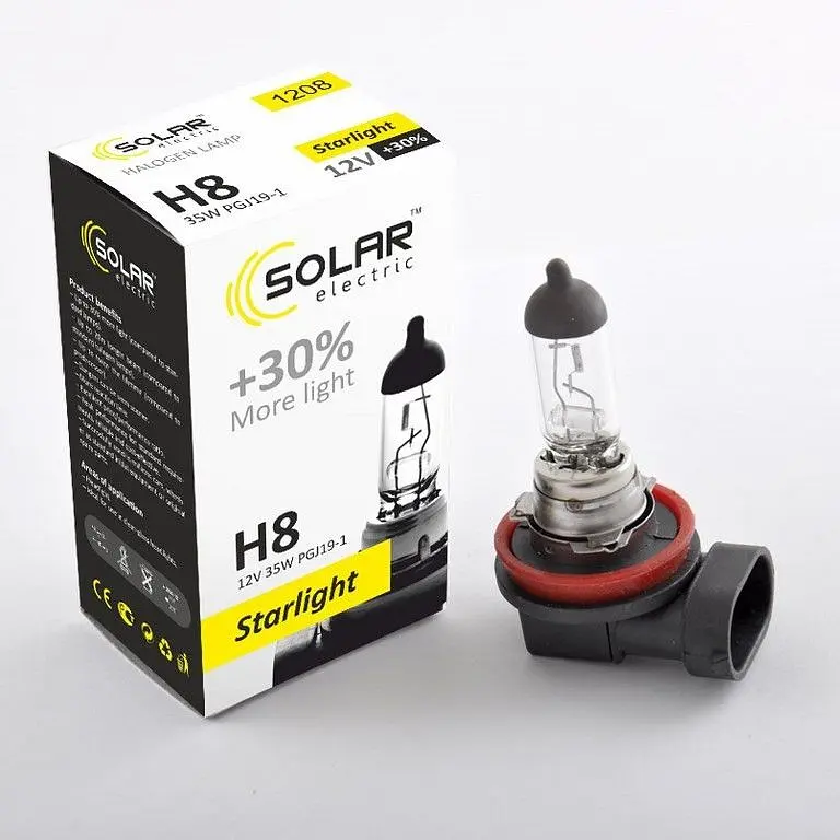 Лампа 12V H8 35W + 30% Starlight Solar (1шт) (1208) (10шт/уп)