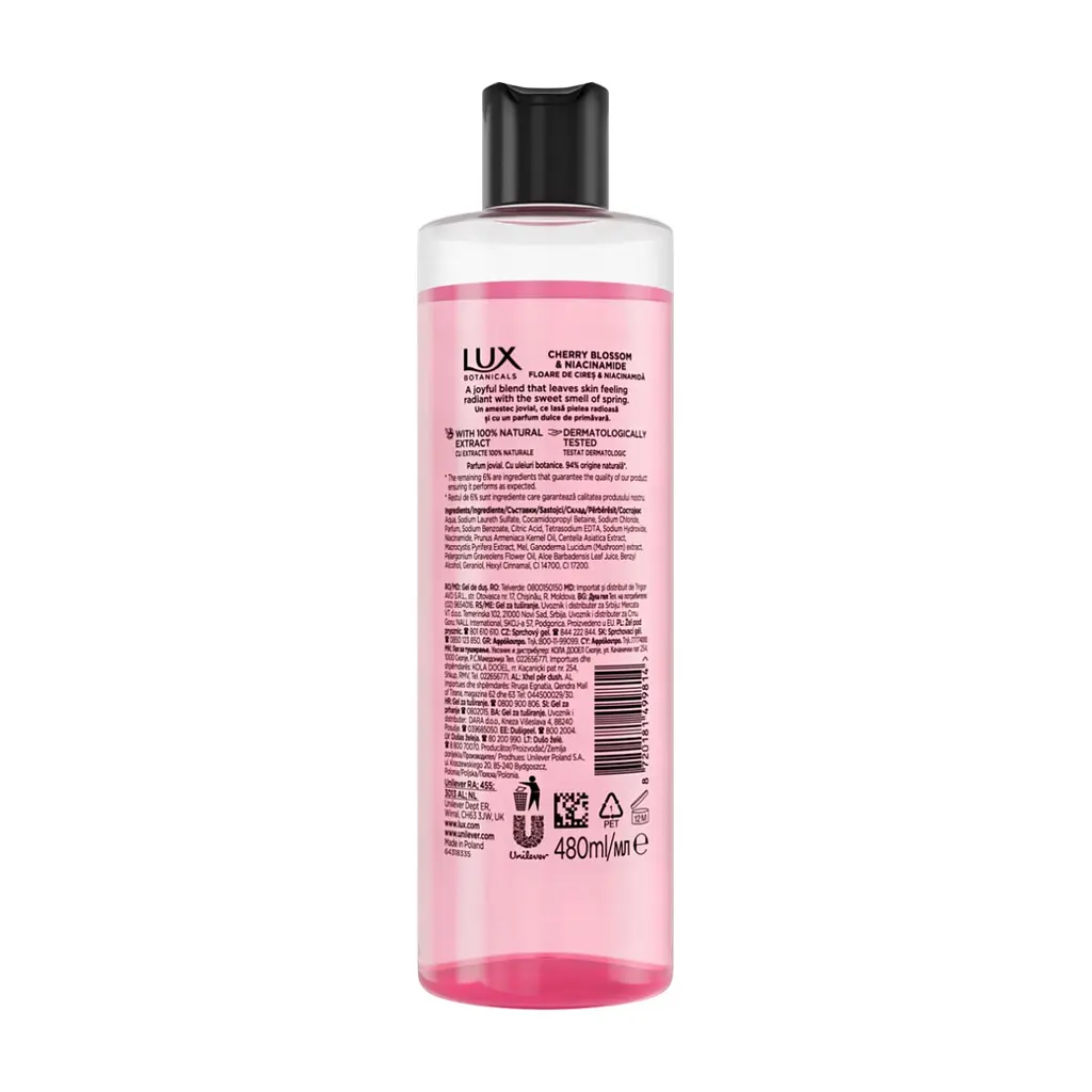 Гель для душу Lux Botanicals Цвіт вишні та ніацинамід 480 мл (8720181499814) - фото 2