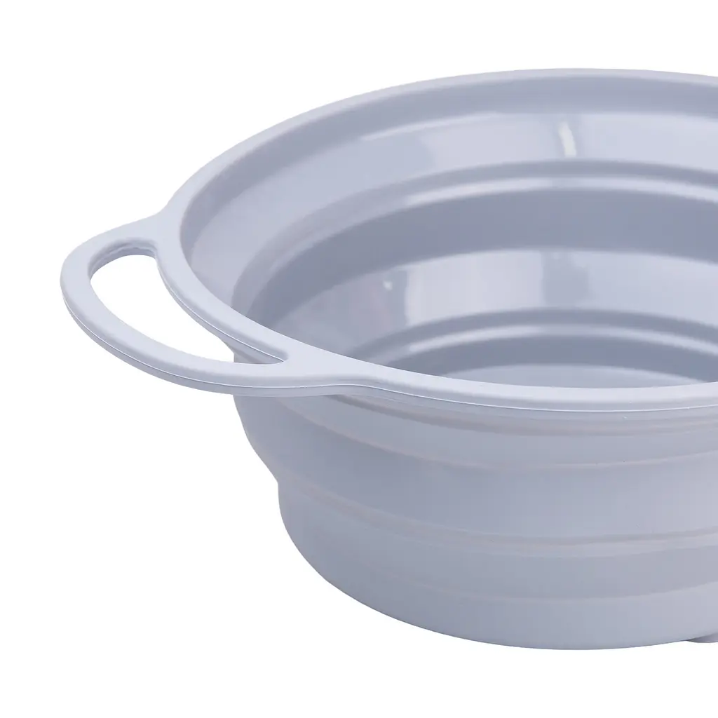 Друшляк силіконовий складаний об'ємом 2.6 літри, сірий TS Kitchen HP34544G - фото 4
