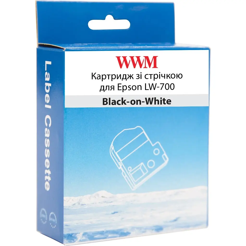 Стрічка для принтера етикеток WWM для Epson LW-700 24mm х 8m Black-on-White (WWM-SS24K) - фото 2