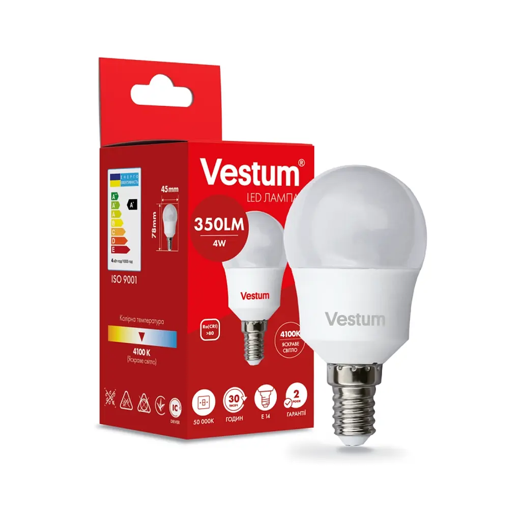 Лампочка Vestum G45 4W 4100K 220V E14 (1-VS-1207) - фото 2
