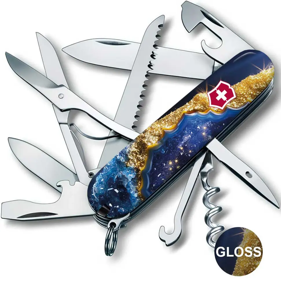 Складаний ніж Victorinox HUNTSMAN DESIGN Золотисто-блакитний кристал - фото 2