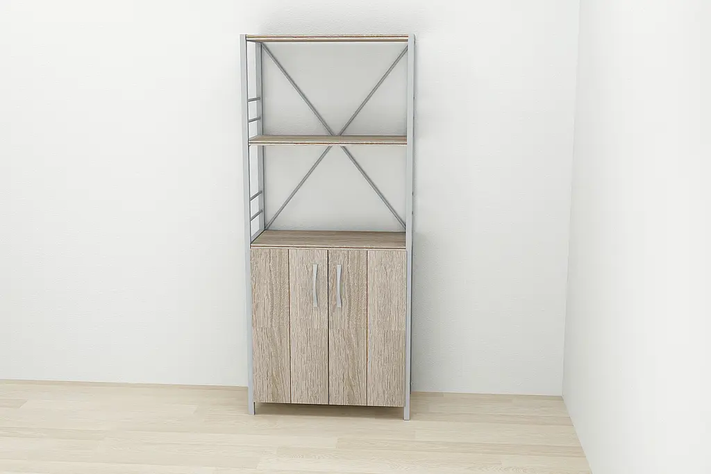 Этажерка 3/60 Ferrum-decor Серии Конект с тумбой 144x60x28 Серый ДСП Сонома Трюфель (FRD-104460) - фото 2