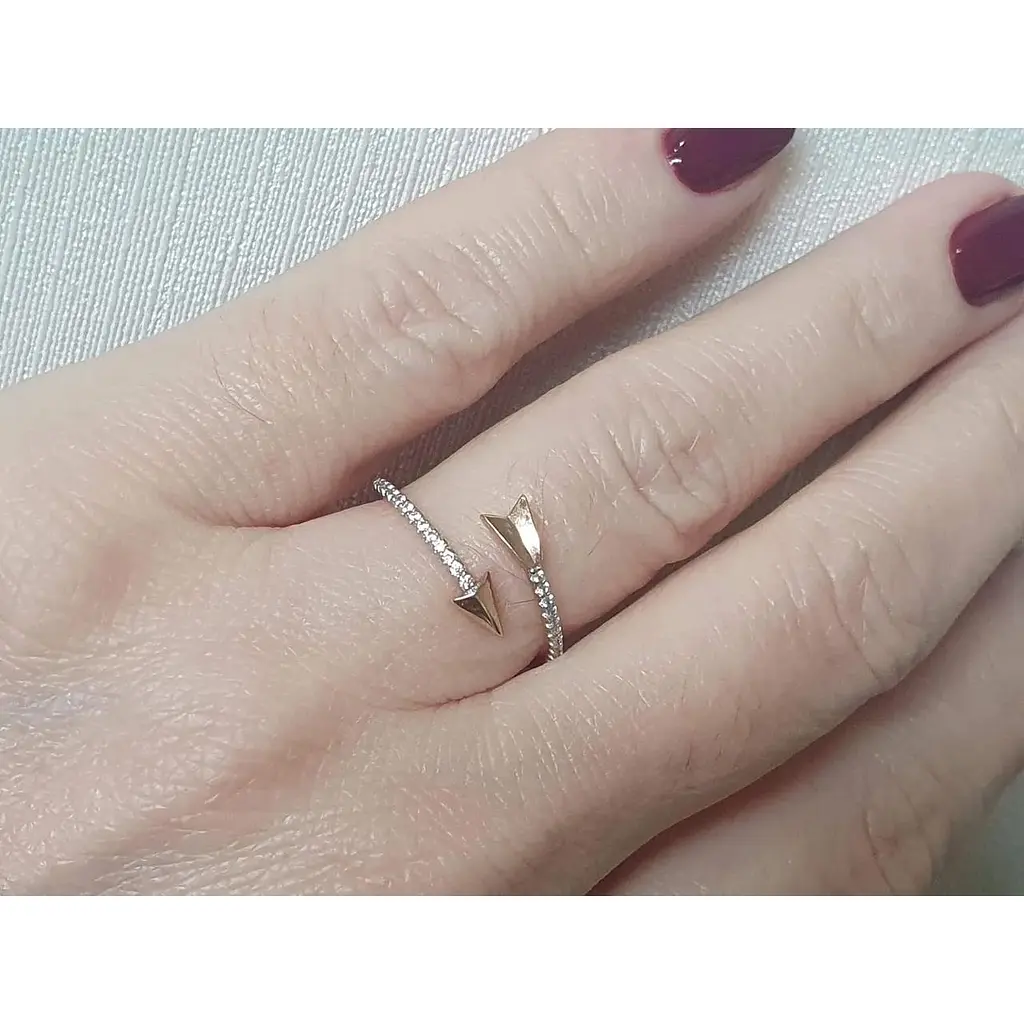 Золоте незамкнене кільце Харківська ювелірна фабрика Сьріла з фіанітами. 700086-Рр 17,5 - фото 2