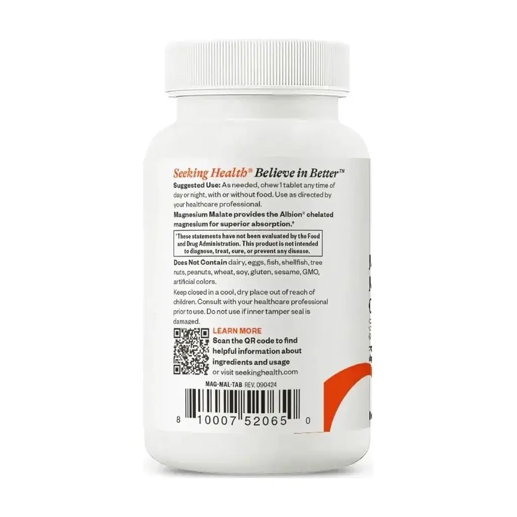 Вітамінно-мінеральний комплекс Seeking Health Магній малат, 100 мг, Magnesium Malate, 100 жувальних таблеток (SKH-52065) - фото 4