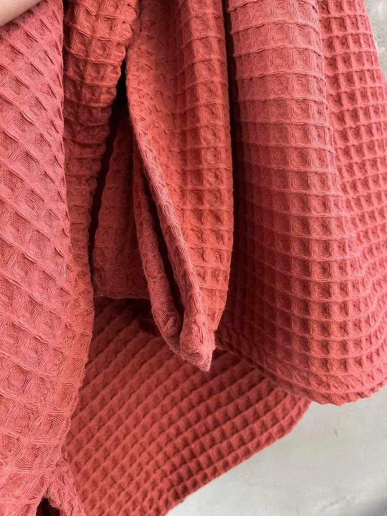 Покривало Zeintex Greece вафельне бавовняне теракотове 140х200 см - фото 8