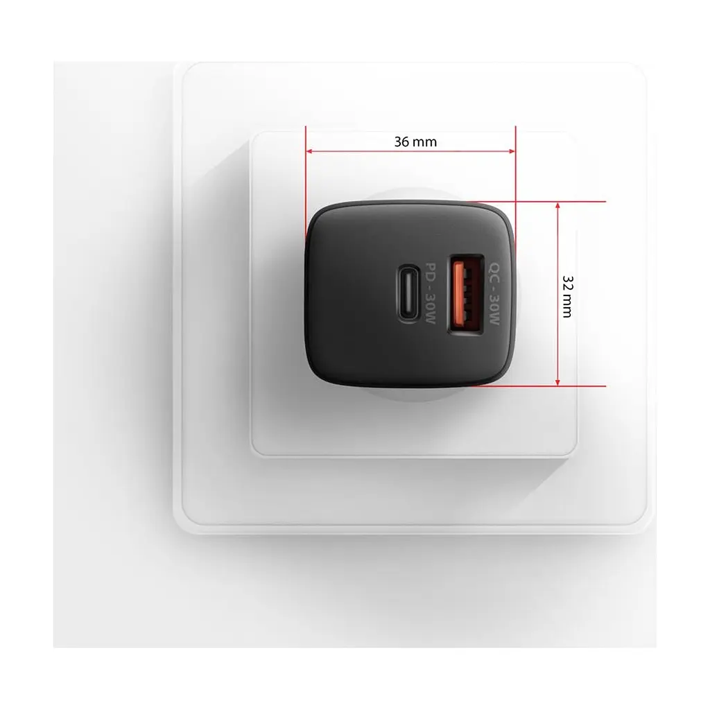Зарядний пристрій AXAGON 1xUSB QC4.0 + 1xUSB-C PD30W PPS black (ACU-PQ30) - фото 10