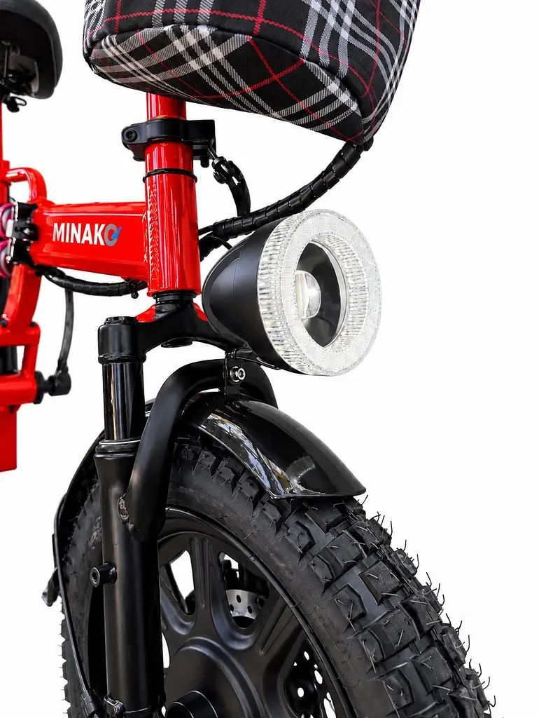 Електровелосипед Minako Mini 16" двомісний (1000W, 24Ah) + Пасажирське сидіння Червоний - фото 8