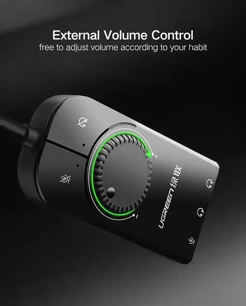 Звуковая карта внешняя USB Ugreen CM129 USB External Stereo Sound Adapter кабель 1 м (50599) - фото 2