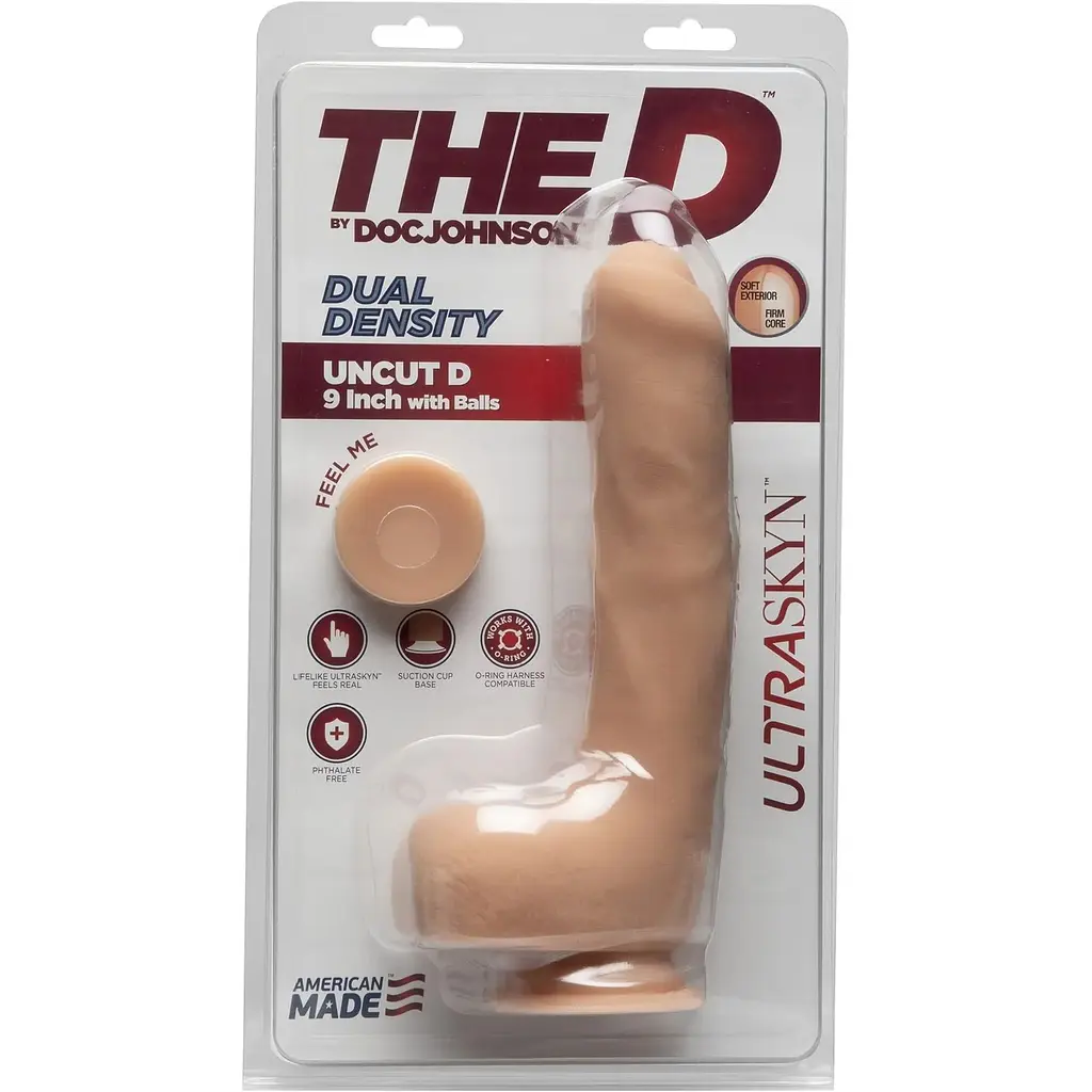 Фалоімітатор Doc Johnson The D - Uncut D - 9 Inch With Balls UltraSkyn - фото 2