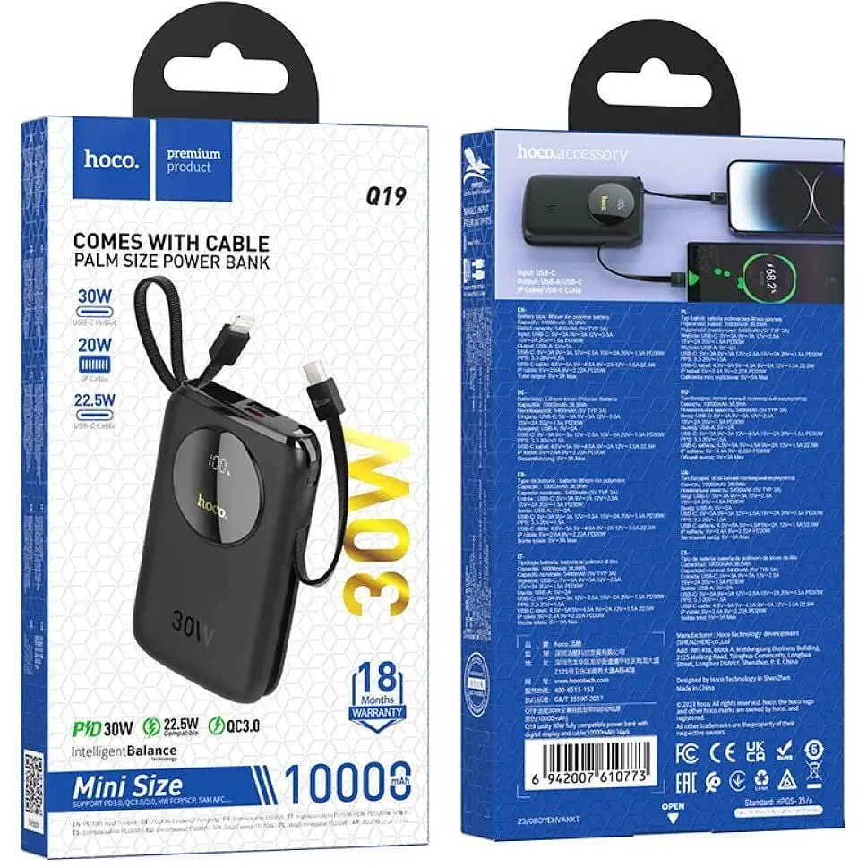 Павербанк Hoco Q19 Lucky 10000 mAh 30W QC/PD Black - фото 5