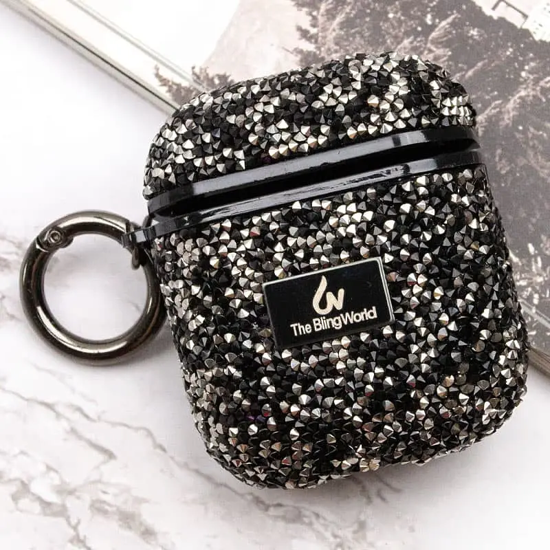 TPU чехол Bling World Rock Diamond для наушников AirPods 1/2 Черный - фото 6