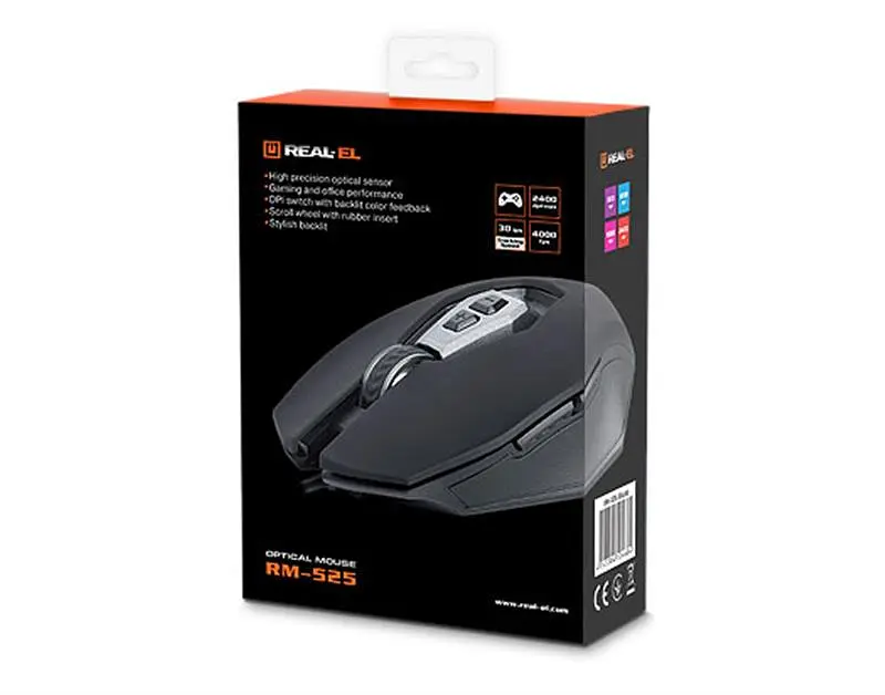 Миша REAL-EL RM-525 Black USB - фото 2