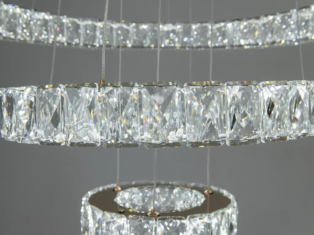 Люстра LED Diasha 7201-8A/580+400+200G кільцева, 66W, золото, регульована висота, пульт ДУ, IP20, сучасний стиль для дому - фото 4