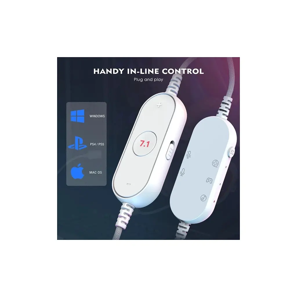 Навушники Fifine H6 RGB 7.1 White (H6W) - фото 5
