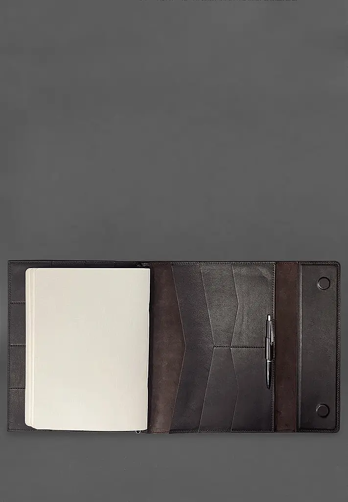 Кожаная папка для документов "Семейная" с тетрадями темно-коричневая - фото 4
