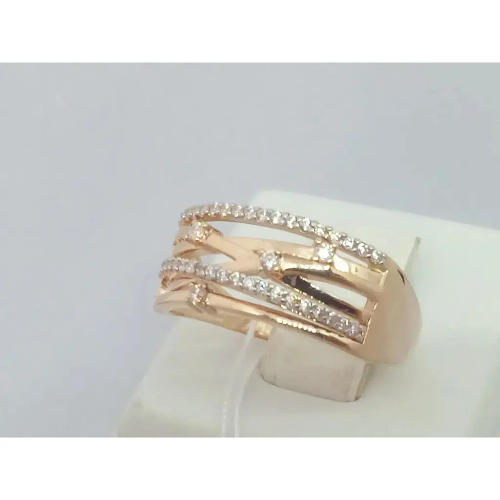 Золоте кільце Столична Ювелірна Фабрика з фіанітами. 140531 19,5 - фото 2