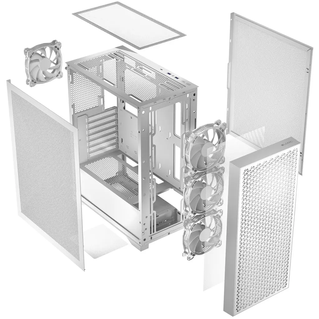 Корпус LogicConcept DART PRO MIDI WHITE MESH fans 4x120 мм без БЖ ATX (AT-DART-PRO-0000-20) - фото 2
