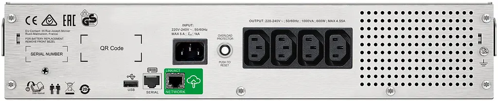 APC Джерело безперебійного живлення Smart-UPS C 1500VA/900W, RM 2U, LCD, USB, SmartConnect, 4xC13 - фото 3