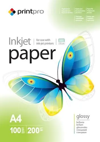 Фотопапір PrintPro, глянсовий, A4, 200 г/м², 100 арк (PGE200100A4)