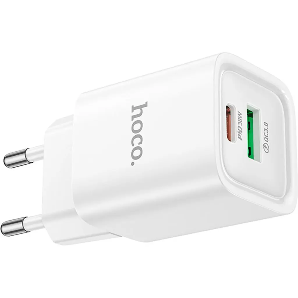 Мережевий зарядний пристрій Hoco C149A PD30W+QC3.0 USB-C/USB-A White [135353] - фото 4