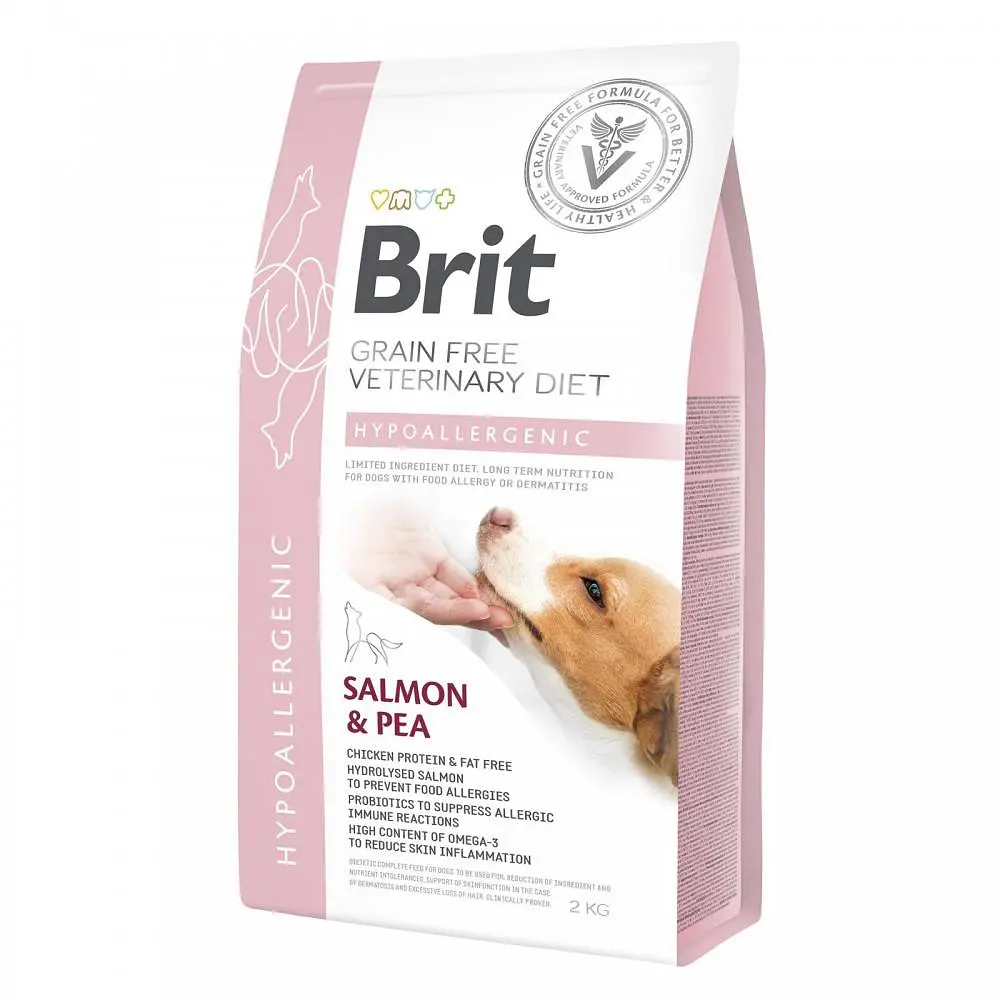 Дієтичний сухий корм Brit GF VetDiet Dog Hypoallergenic для собак, при харчовій алергії з лососем, горохом та гречкою 2 кг (арт.170939/528042)