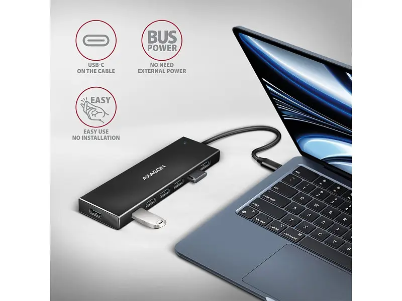 Мультипортовий адаптер AXAGON SuperSpeed Flat USB-C Black (HUE-F7C) - фото 6