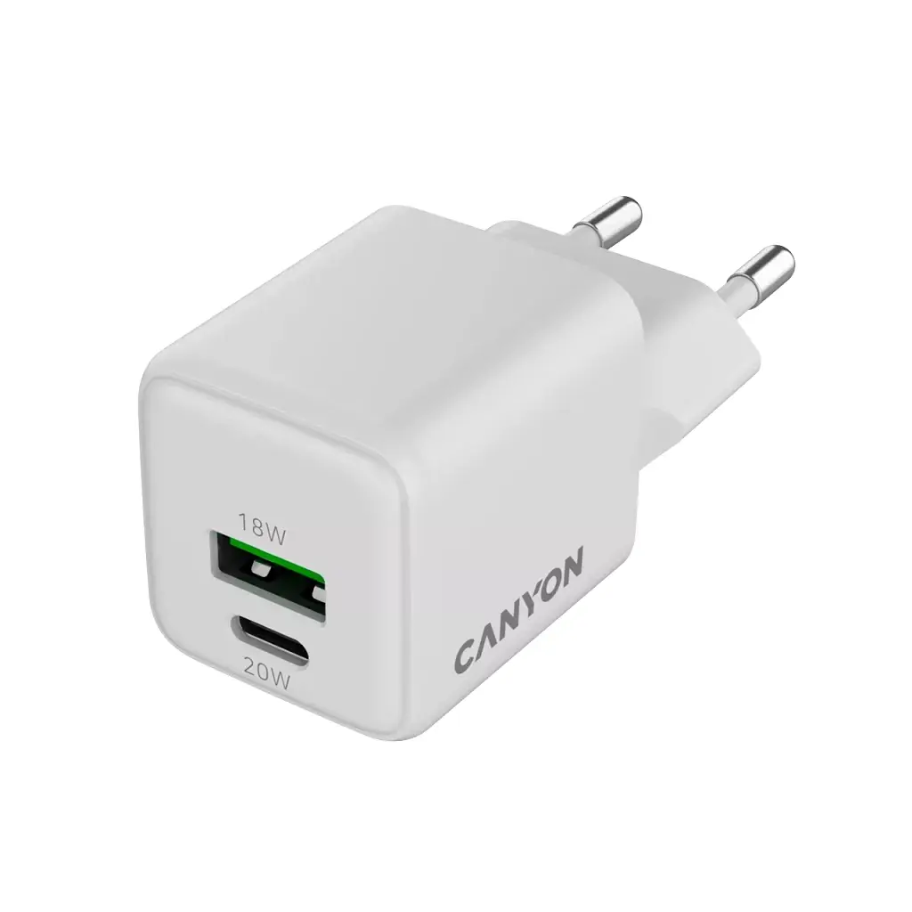 Зарядний пристрій Canyon CU20AC GaN 20 Вт 1xPD 1xQC EU білий (CNS-CUW20AC) - фото 2