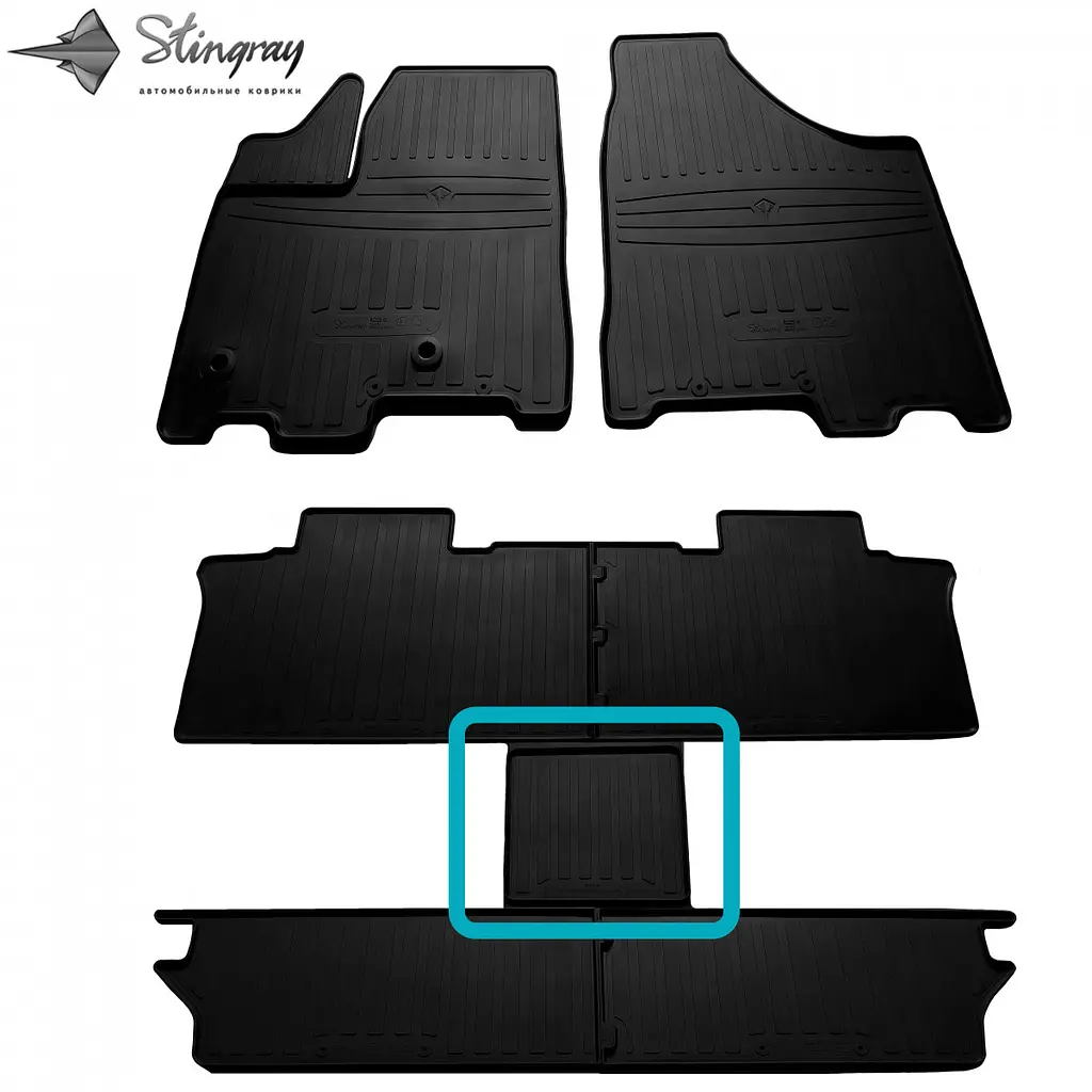 Водійський гумовий килимок задній середній для Toyota Sienna III 2010- 6 seats