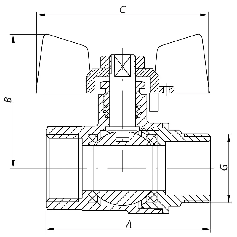 Кран кульовий Ferro Pl 3/4" ГГМ art. 602 (латунна куля) FE0557 - фото 2