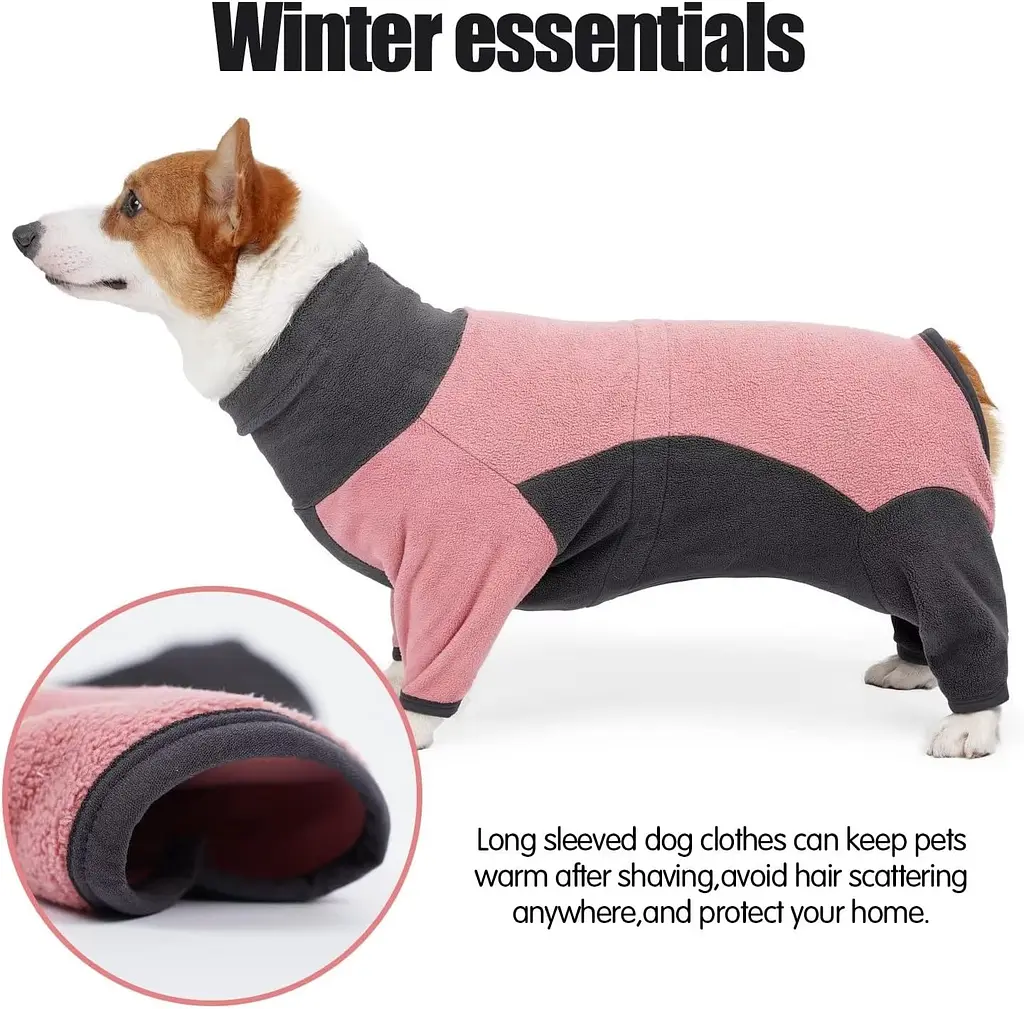 Флісовий комбінезон для собак Wan Talk Dog Clothes Cold Proof, Pink Grey, XL - фото 3
