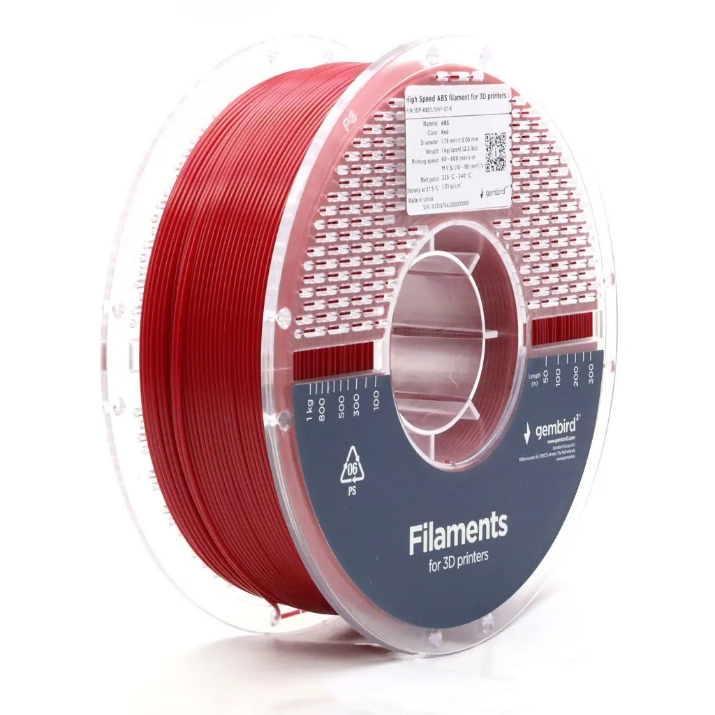 Пластик для 3D-принтера Gembird ABS High Speed, 1.75 мм, 1kg, red (3DP-ABS1.75HY-01-R) - фото 2