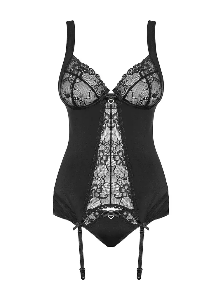 Корсет і стрінги Obsessive Heartina L/XL чорний - фото 5