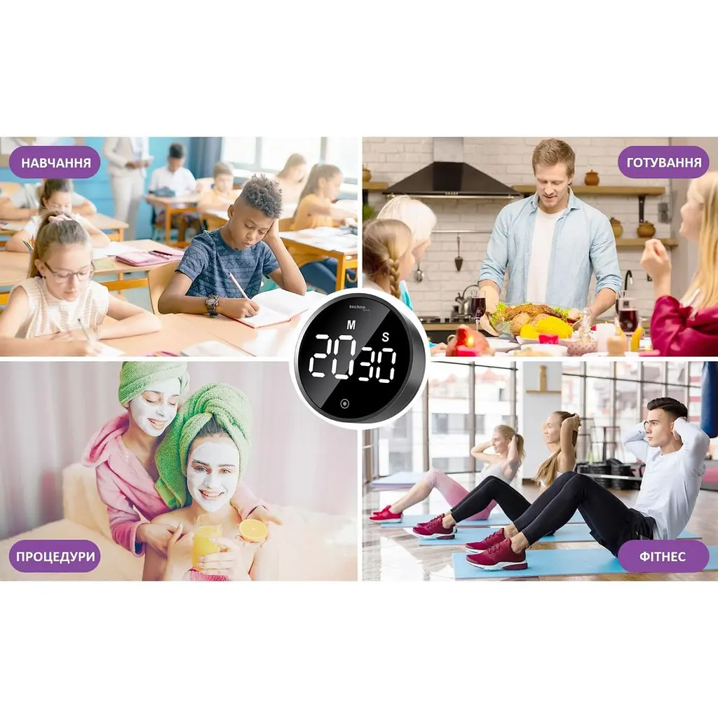 Таймер кухонний Technoline KT600 Magnetic Touchscreen Black (KT600) - фото 4