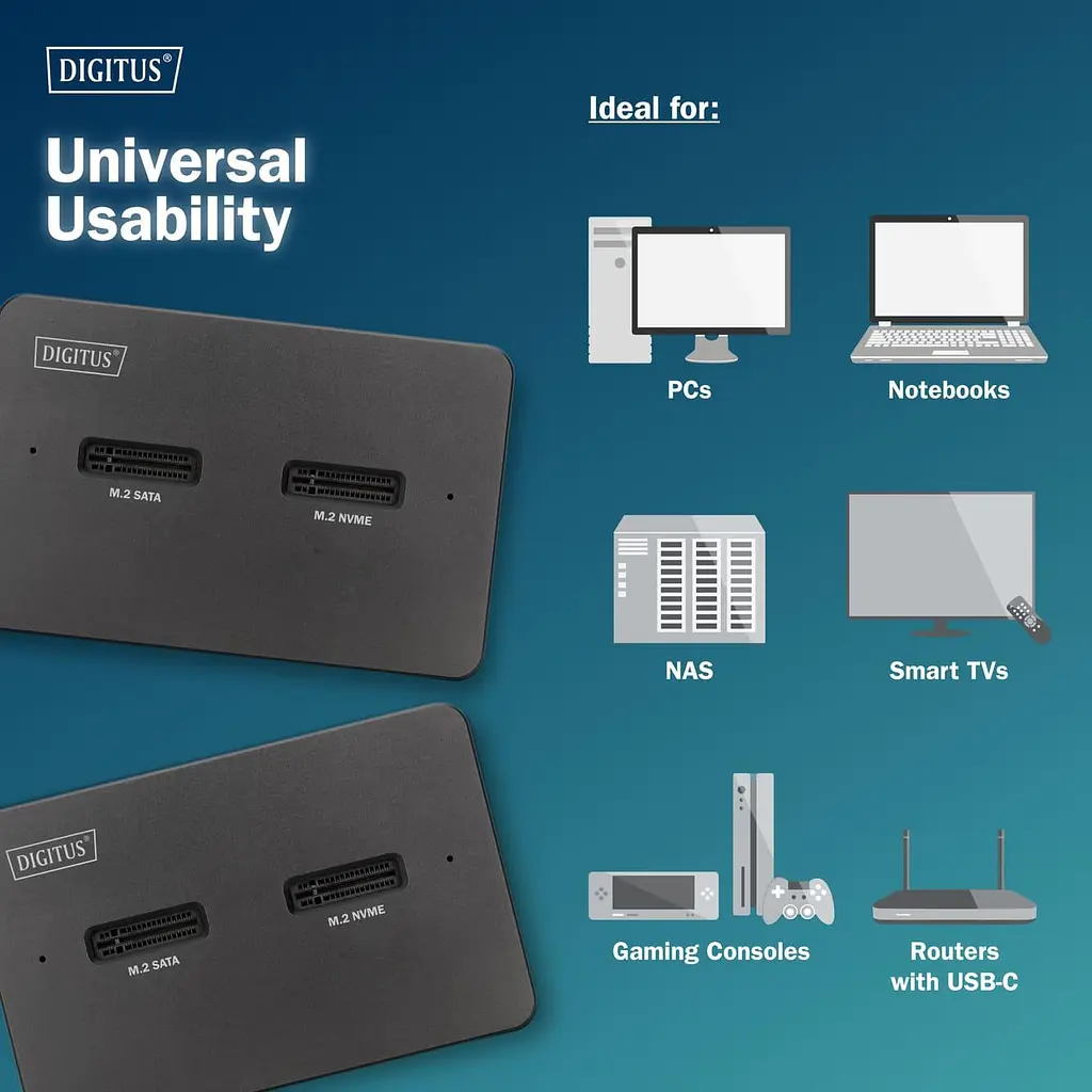 Док-станція DIGITUS USB-C 2xSATA SSD/SD - фото 11