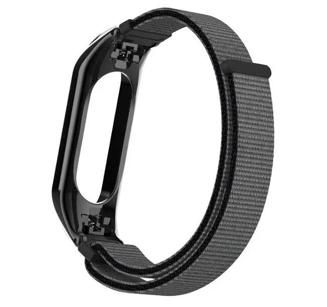 Нейлоновий ремінець Primo для фітнес-браслета Xiaomi Mi Band 3 Black Grey - фото 3
