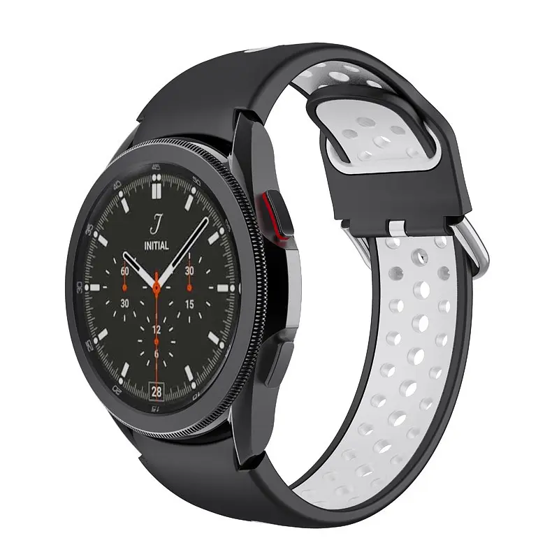 Перфорований ремінець для Samsung Galaxy Watch 5 Pro 45mm - чорно-білий ширина кріплення 20мм силікон Watchbands Uniq (WB00S4GALAXYUNIQ2-54522) - фото 2