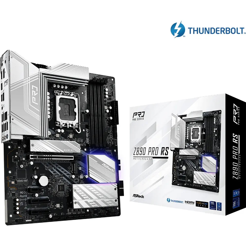 Материнська плата AsRock Z890 PRO RS (1851/Z890, 4xDDR5, PCIex16, HDMI/DP/TB4, 4xSATA, 4xM.2, 2.5Glan, 7.1c, ATX) - фото 5