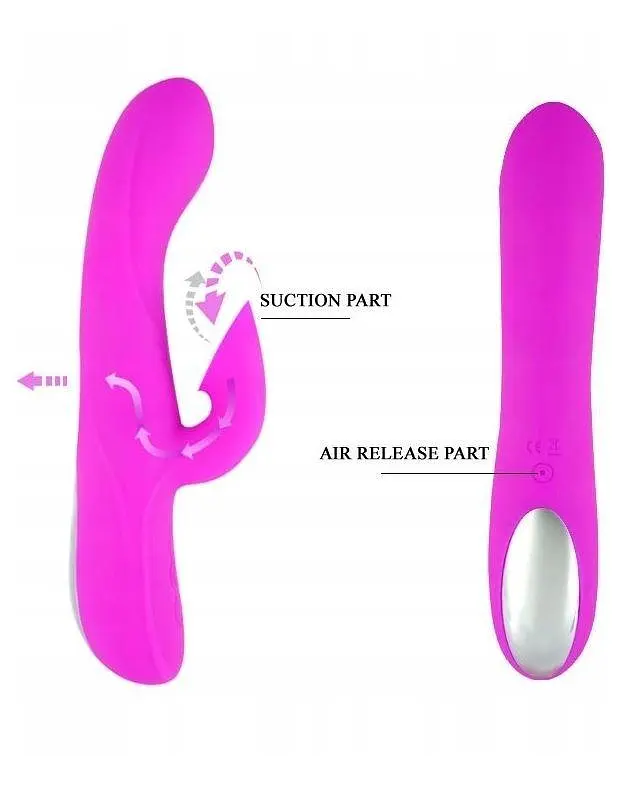 Вібратор з вакуумним стимулятором клітора Pretty Love Massage фіолетовий - фото 3