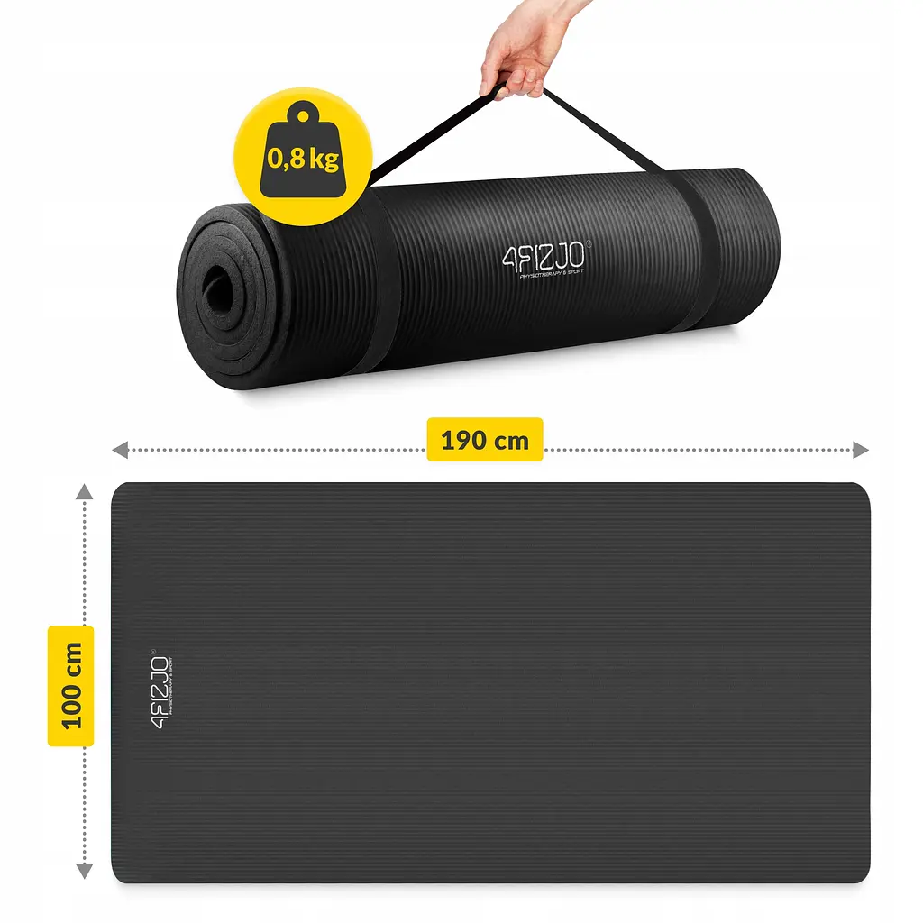 Килимок (мат) спортивний 4FIZJO NBR 190 x 100 x 1.5 см для йоги та фітнесу Black (P-5905973407120) - фото 5