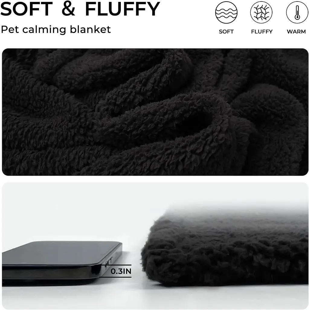 Ковдра для тварин Derby Calming Blankets Fluffy Premium Fleece Чорний 105х165 см - фото 4