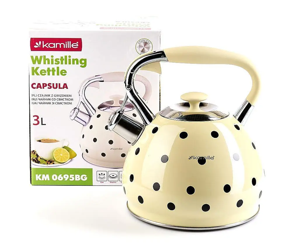 Чайник зі свистком Kamille KM-0695BG 3 л бежевий - фото 10