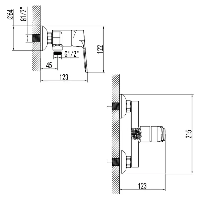 Змішувач MARMORE Ø35 для душу CORSO DB-1D138C (9623300) - фото 6