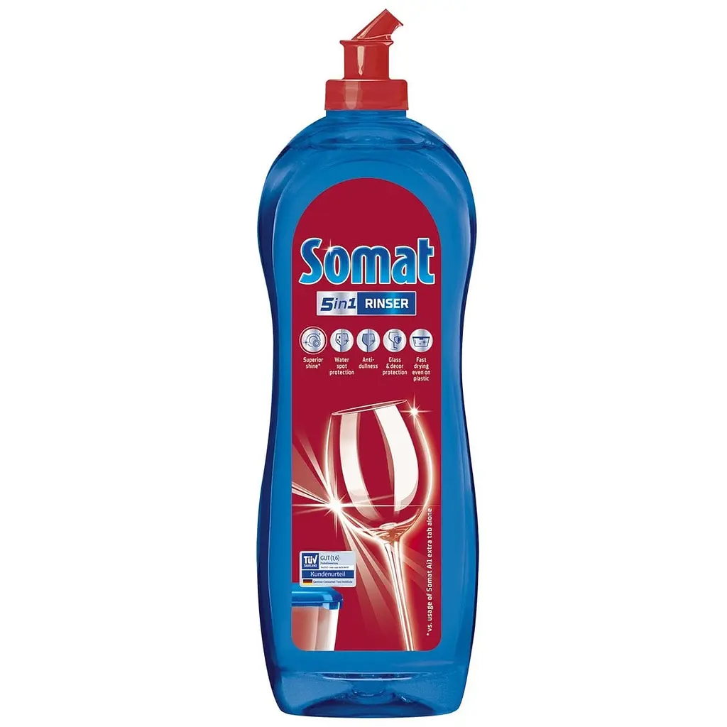 Somat Total Care Set 4-в-1: ополіскувач для посудомийних машин Rinser Extra-dry effect 750 мл + сіль для посудомийних машин Потрійна дія 1.5 кг + порошок для миття посуду в посудомийній машині Classic Pulver 2 кг + капсули для посудомийної машини Excellence 3-в-1, 70 шт. - фото 2