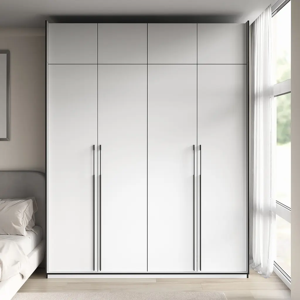 Шафа для одягу Flamecame у спальню зі штангою та поличками на 4 двері FR-20 Білий - фото 3