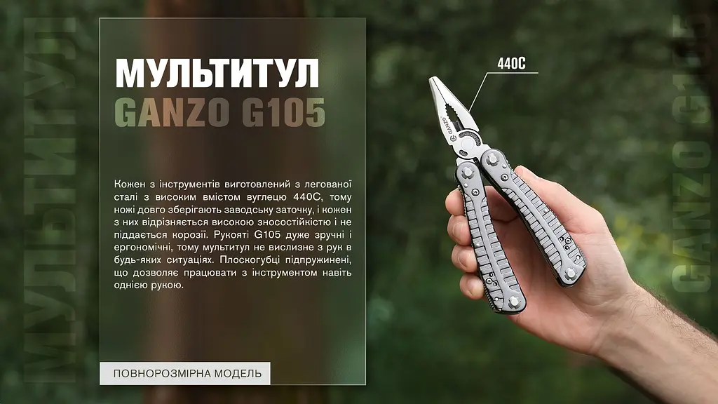 Мультитул Ganzo Multi Tool (G105) G3130, Сріблястий - фото 27