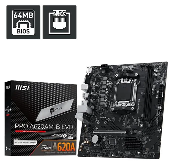 Материнська плата MSI PRO A620AM-B EVO (PRO A620AM-B EVO) (Socket AM5, AMD A620A, Micro-ATX) - фото 5