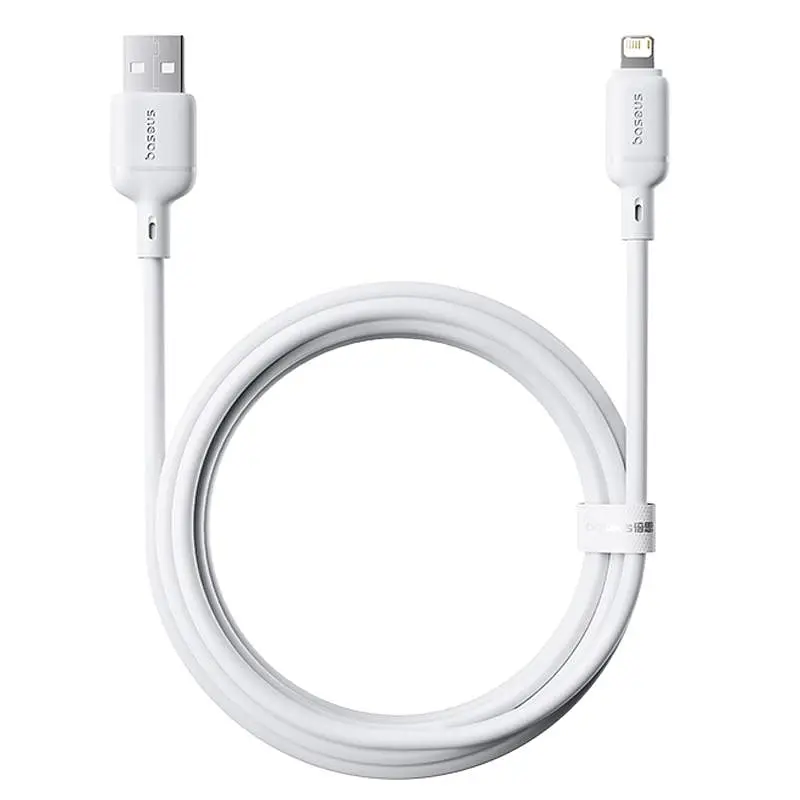 Дата кабель Baseus Silky Series OS Fast Charging USB to Lightning 2.4A (2m) (P1037770) Moon White - фото 2